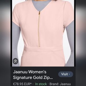 Pink Jaanuu gold zipper tulip scrub top Medium